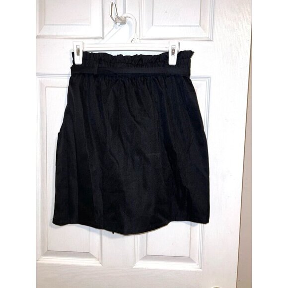 NWT KANCY KOLE High Waist A-Line Paperbag Waist Skirt with Pockets Black Sz L - Picture 8 of 13